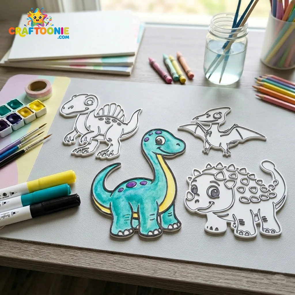 Magic Coloring Plates - Dino Magic Coloring Plates - Dino Theme 1 - Set of 4 Coloring Plates - Image 1
